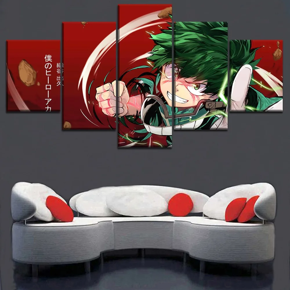 

Canvas Pictures Wall Art Modular HD Print Home Decorative 5 Pieces Animation My Hero Academia Poster Canvas Paintings Framework