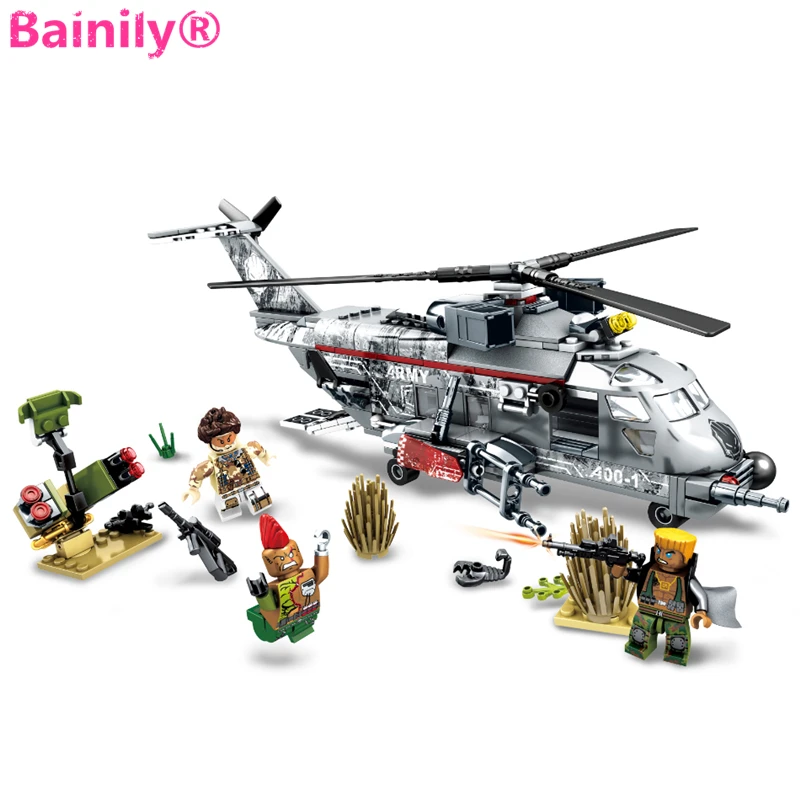

[Bainily] 340pcs Airplane Military Special Forces War Weapon Building Blocks Set Army Soldiers Figures Bricks Toys for Children