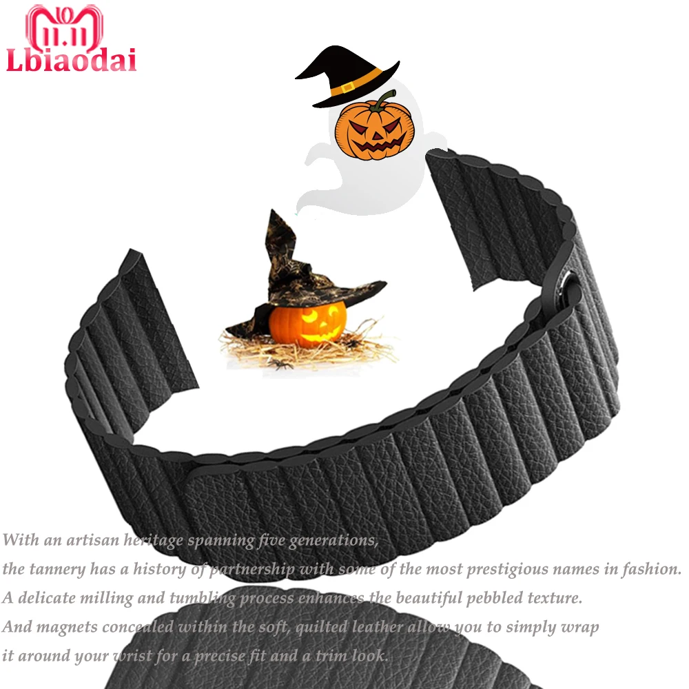 

Leather Loop strap For Apple watch Band 44 mm 40mm iWatch band 38mm 42mm Magnetic closure bracelet strap Apple watch 4 3 2 1 38