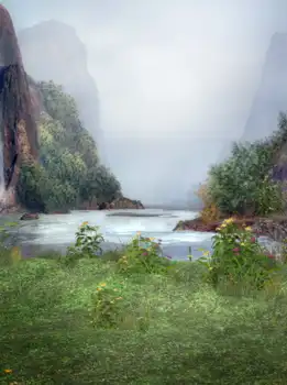 

mountain river colorful flower green grass Background Vinyl cloth High quality Computer print scenic backdrops
