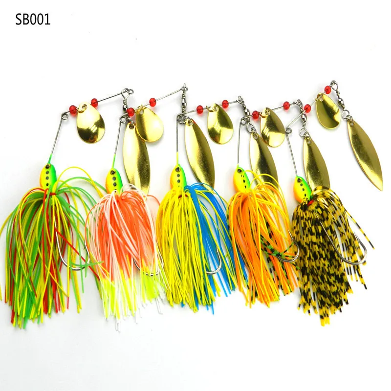 

1 Piece Metal Spoon Spinner Buzz Bait with Colorful Silicone Rubber Tails Artificial Lure Buzzbait 16.5g Fishing Accessories