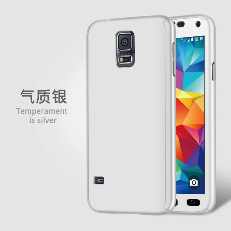 Роскошный 360 градусов защитный мобильный чехол для телефона для samsung galaxy s5 neo s5 I9600, чехол, чехол, защитное стекло - Цвет: Silver