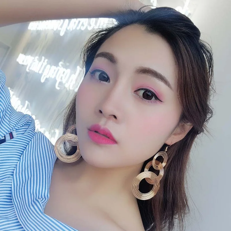 

Pop Original Exaggerated Geometric Multi-layer Metal Circle Ring Earring Women Hoop Long Earrings Girls Fashion Jewelry Gift