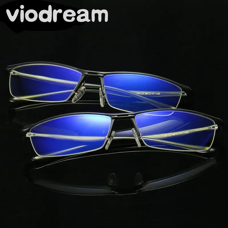 

Viodream Anti Blue Violet Light Computer goggles Men Half Frame Aluminium Magnesium Alloy Optical Glasses Frames Eyewear glass