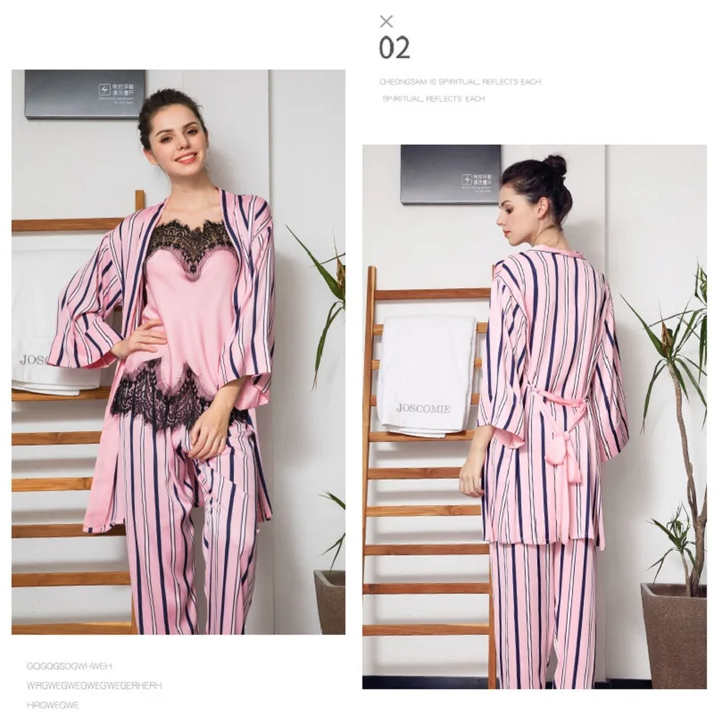 pink striped silk like sleepwear sets (17)