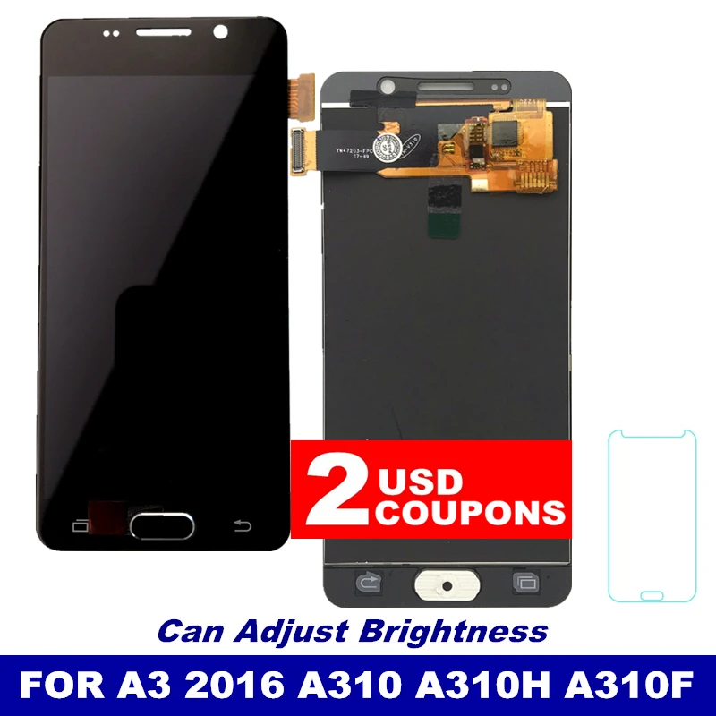 

Can Adjust Brightness LCD For Samsung Galaxy A3 2016 A310 A310F A310H A310M Tested LCD Display Touch Screen Digitizer Assembly
