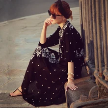 Пляжное платье, платье в богемном стиле, большие размеры, свободное, с вышивкой, национальное изящное цельнокроеное платье, Vestido de Praia Vestido de playa