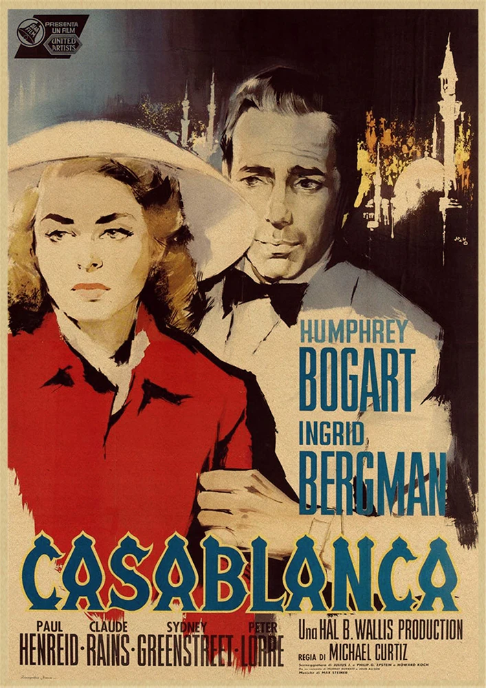 Голливуд фильм Casablanca крафт-бумага плакат старый классический Любовь бар театр кафе декоративная живопись - Цвет: Красный