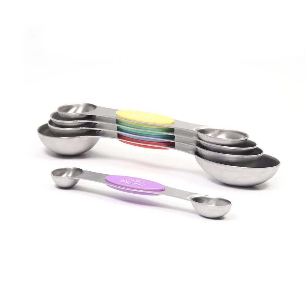 

Magnetic Measuring Spoons Stainless Steel Double Sided Spoon for Coffee Tea Medicine Baking Cooking Dry and Liquid Ingredients