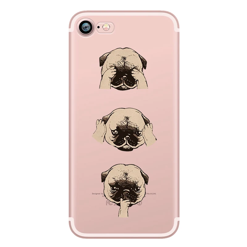 Cute Funny Pug Dog French Bulldog Puppy Silicon Transparent Soft TPU Phone Case for Apple iphone 6 5S SE 6S 7plus 5 6plus Fundas (14)