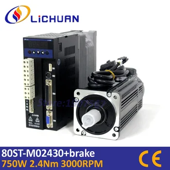

Hot Nema32 80mm 750w ac servo motor 0.75KW AC servo brake set 2.39N.m 80ST 80ST-M02430 matched servo driver CNC machine upgrade