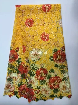 

Hot sales plain color orange cord lace fabric printing lace for wedding/party african guipure lace fabric