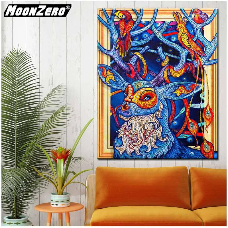 

Diamond painting Sika deer pattern Cross stitch Special Shape Diamond Mosaic Rhinestone Canvas Size 40x50cm Home decor WYZ181039