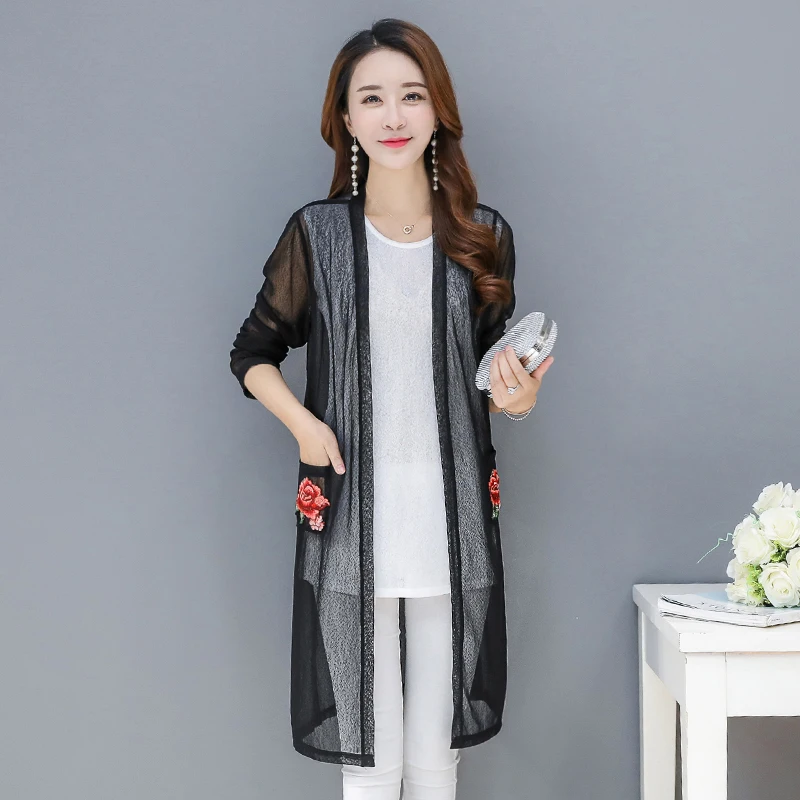 Женское длинное кружевное платье Kimonos Mujer кардиганы с цветочной вышивкой белые