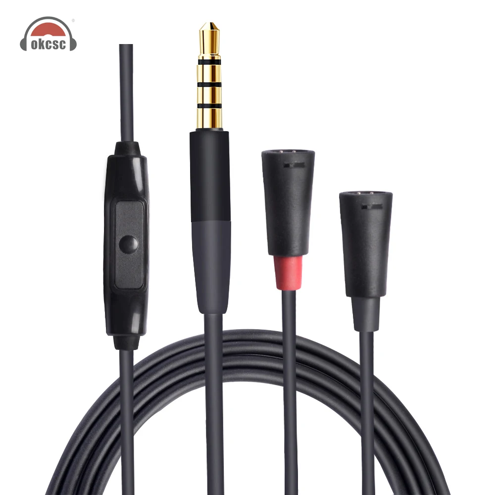 

OKCSC Audio Cable Replacement Earphone Cables 3.5mm Plug with Mic Button For Sennheiser IE8/IE8i IE80/IE80S/IE80i Earphone