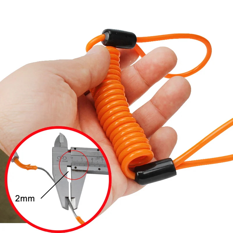 Cable Lanyard Motorcycle Motorbike Disc Lock Spring Reminder Cable