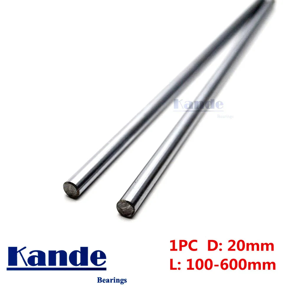 Kande Bearings 1pc d:20mm 3D printer rod shaft 20mm 100-600mm linear shaft 100mm chrome plated rod CNC parts
