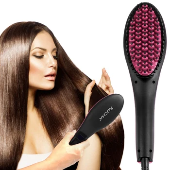 

Professional Salon Ceramic Electric Hair Straightener Brush Iron Combs cepillos para el pelo Digital Control Heating Comb Brush