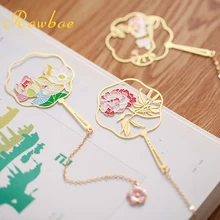 ROWBOE канцелярские товары креативная металлическая Закладка Ретро стиль подарок полый цвет вентилятор кулон Изысканная Закладка упаковка подарок