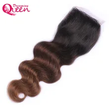 Dreaming Queen Hair 1B/4/30 Color Body Wave 4×4 Lace Closure Natural Hairline 100% Brazilian Ombre Human Hair With Baby Hair