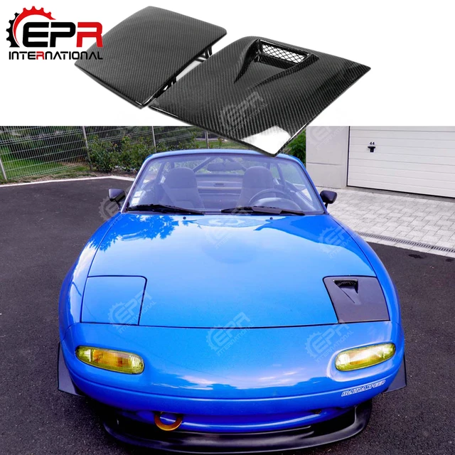 For MAZDA MX5 NA Carbon Fiber Vented Headlight Cover Glass Fiber Cold Air Intake For MK1 Miata