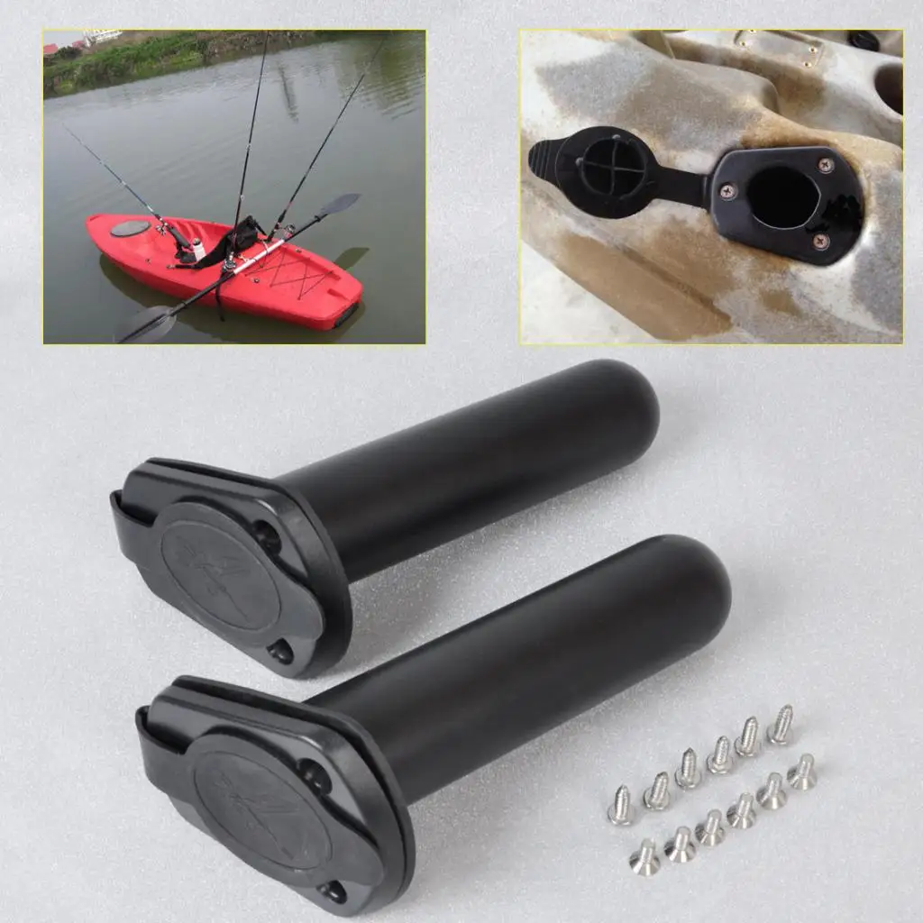 

2pcs Flush Mount Fishing Rod Holder With Cap Cover Gasket For Kayaking Boating Accessories Tool