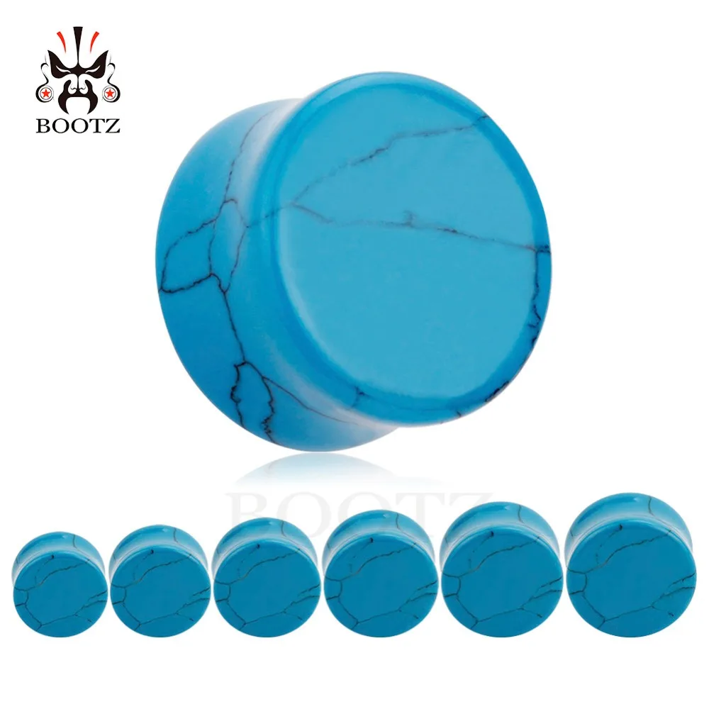 Wholesale Price Fashion Blue Stone Ear Plugs Tunnels Piercing Body Jewelry Earring Gauges Expanders Stretchers 32PCS | Украшения и
