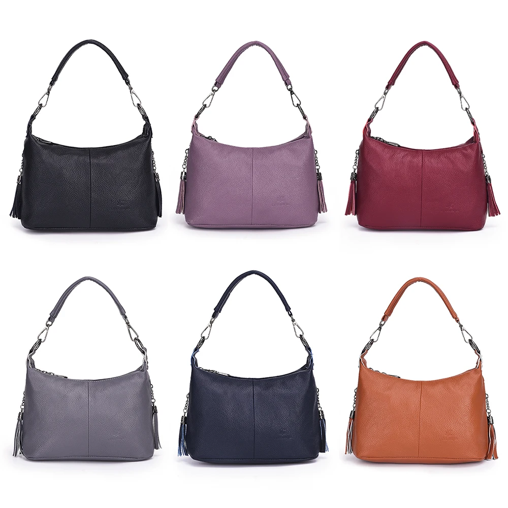 buy 2019 New Elegant Female Shoulder Bags Lady High Quality Leather Crossbody Bag Soft Solid Color With Long Shoulder Strap