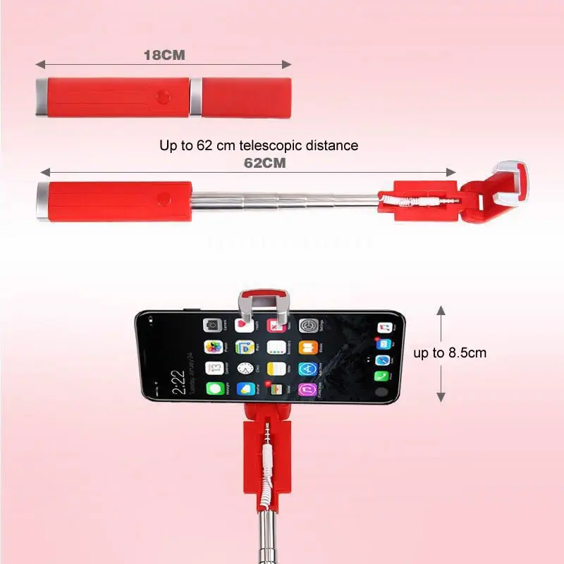 Палка для селфи новая помада мини автоспуска металлический провод монопод Телескопический артефакт рычаг автоспуска для мобильного телефона универсальный