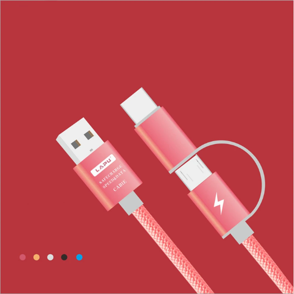 2 in 1 Fast Charging Date Cable Micro USB Cable 1M for Xiaomi/Huawei for Android for iph 2 in 1 Fast Charging Date Cable Micro USB Cable 1M for Xiaomi/Huawei for Android for iph
