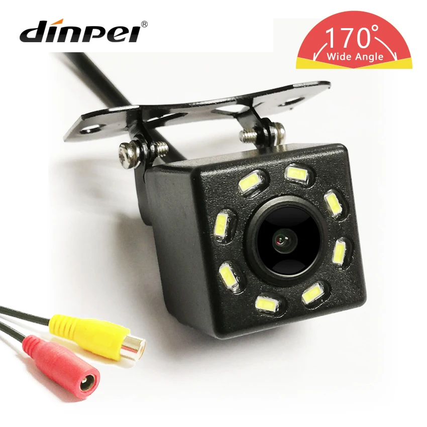 

Dinpei Car Rear View Camera Universal Backup Parking Reverse Camera 8 LED Night Vision Waterproof 170 Wide Angle HD Color Image