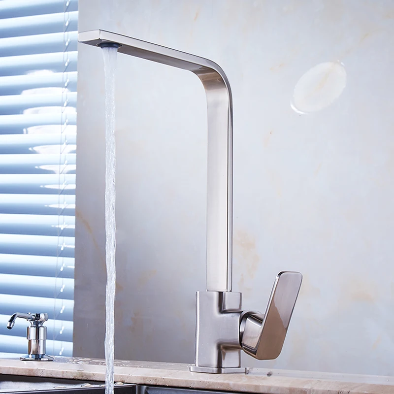  Kitchen Faucet Chrome Brass Deck Kitchen Sinks Faucet High Arch 360 Degree Rotating Swivel Cold Hot - 32760708683