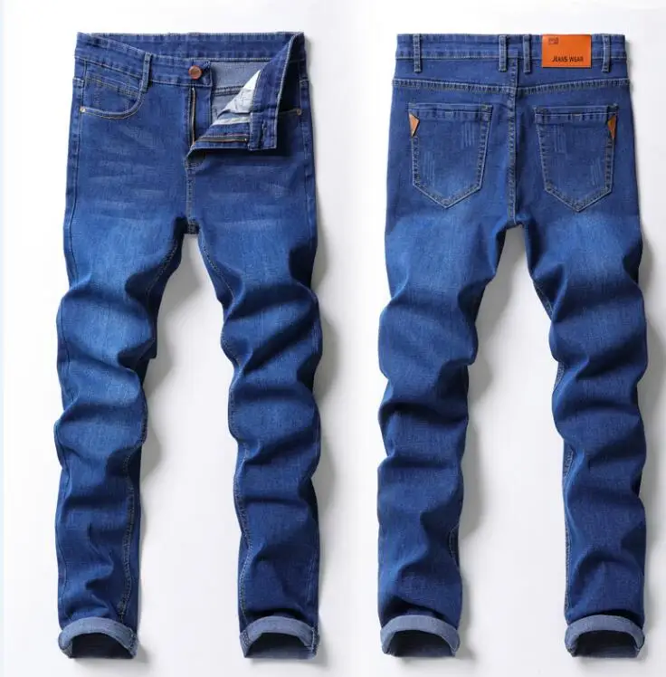 Новые весенние хлопковые мужские джинсы высокого качества деним знаменитого бренда мягкие мужские брюки мужские модные большие размеры 36 38 - Цвет: blue 4