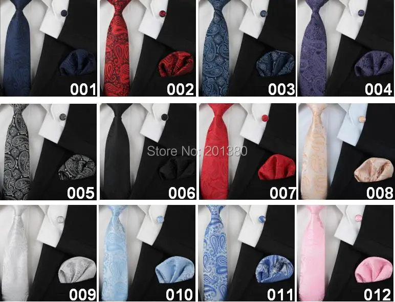  2019 Silk Neck tie set ties for men necktie Cufflinks pocket squares