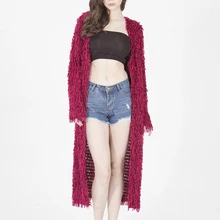 Kimono Cardigan Winter Warm Long Cardigan Women Sweater Knitted Pull Femme Hiver 2019 Korean Oversized Tassel Sweaters Black Red