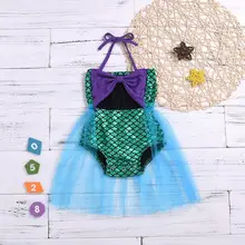Детские купальники для девочек, летние бикини для девочек, пляжный комбинезон с бантом на подтяжках, купальник, платье, купальник Русалочка для девочек A1