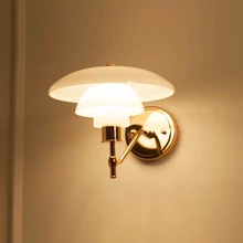 Скандинавский минималистичный белый стеклянный трехслойный настенный светильник из розового золота с одной головкой, Датский дизайн, спальня, декор коридора, светодиодный E27 Освещение