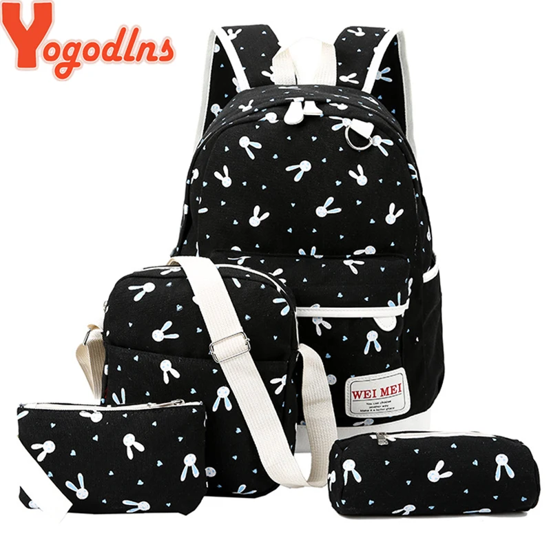 

Yogodlns Backpacks School Bags for Teenage Girls 4 Sets Women Rabbit Animals Travel Backpack School Shoulder Bag BackPack