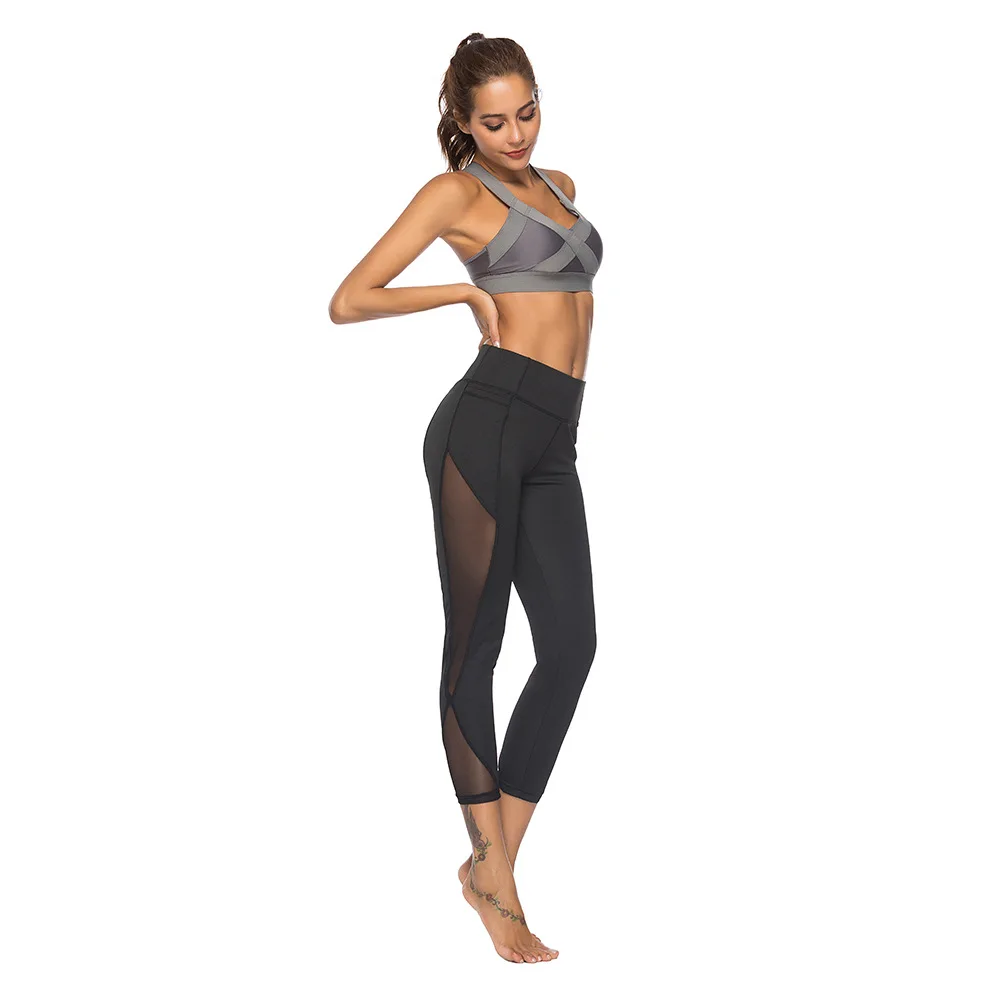 

[AoSheng] Black Mesh Leggings Breathable Quick Dry Women Summer Sport Leggings Work Out Fitness Casual Ladies Leggings Pants