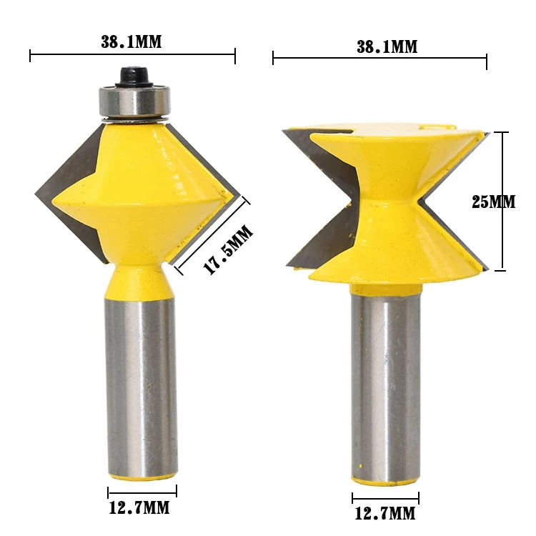 free shipping2Pc 1/2" Shank 90 Degree Edge Banding Router Bit Set V-Design Tongue Groove plate splicing knife woodworking cutter