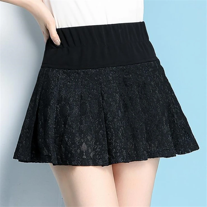 Женская нижняя белая черная мини-рок популярная сексуальная летняя пляжная кружевная короткая юбка, Женская плиссированная юбка с высокой талией и бантом, трапециевидные юбки