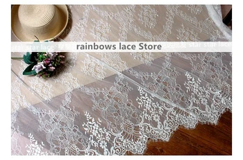 

3 meters /lot 150 cm wide Black white Eyelash Lace Fabric DIY Decorative High Quality Soft Off Wedding trim Handmade textiles