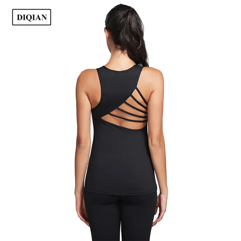 DIQIAN Summer Women Yoga Vests Without Chest Pad Solid Color Quickly
