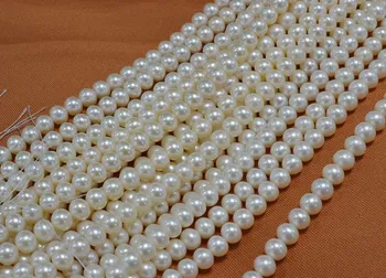 

Wholesale Pearl Necklace Strand String Jewelry Beads Accessory, 8-9mm Big Size, Near Round Shape, White Color