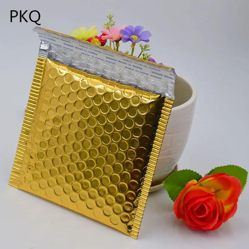 

10pcs/lot 18*23cm Usable space Poly bubble Mailer envelopes Gold Aluminum foil bubble envelope bag