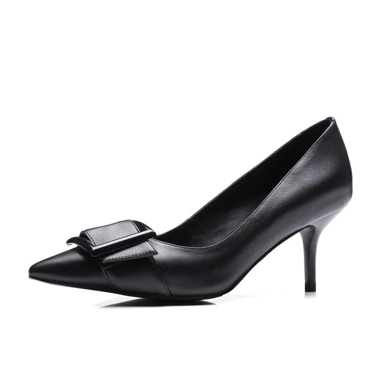 

SunNY Everest 2018 new women pumps sexy thin heel shoes spring cow leather sheepskin 7 cm high heels 34-39