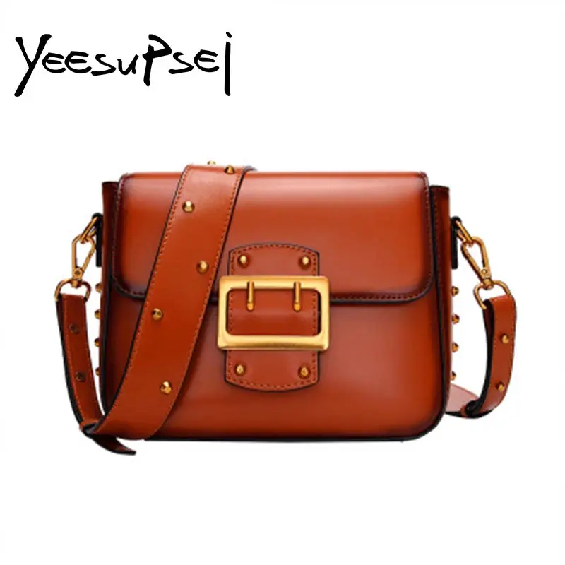 

YeeSupSei Genuine Leather Women Handbag Female Vintage Doctor Totes Ladies Bucket Shoulder Bag Women Shopping Hasp Hand bag