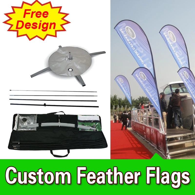 

Free Design Free Shipping Double Sided Cross Base Teardrop Flag Signs Advertising Feather Flags Custom Beach Flag