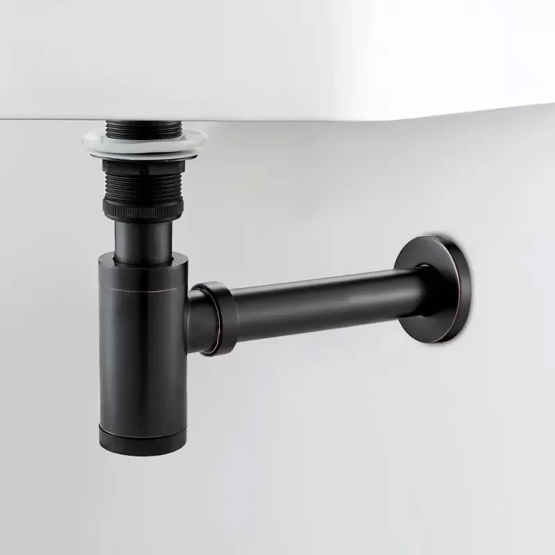 Billig LIUYUE Becken Pop Up Drain Schwarz Messing Flasche Falle Waschbecken Siphon Drains mit Pop Up Abfluss Kit P TRAP Rohr abfall Hardware