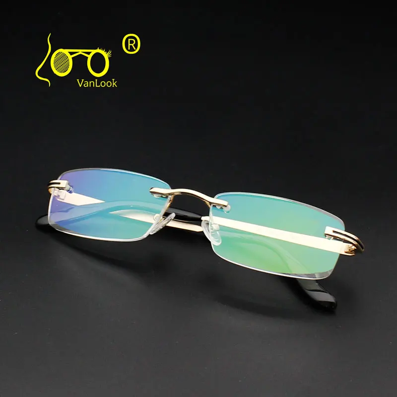 

Men's Reading Glasses Rimless Diamond Cutting Edge +1.00 1.50 2.00 2.50 3.00 3.50 4.00 Antiglare Fashion Spectacle Case Business